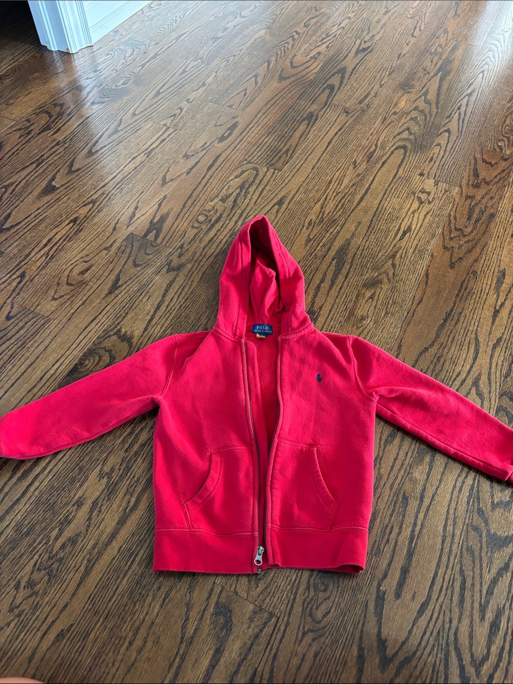 Ralph Lauren Kids Bright Red Hooded Zip-Up Sweatshirt